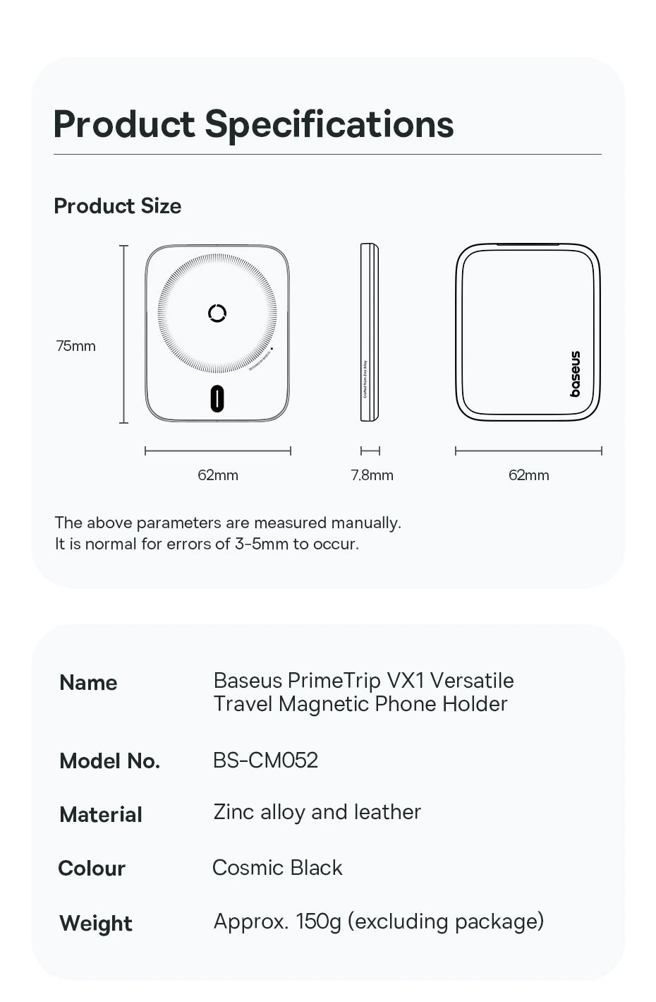 Support magnétique de téléphone de voyage polyvalent Baseus PrimeTrip VX1 C40169007123_00