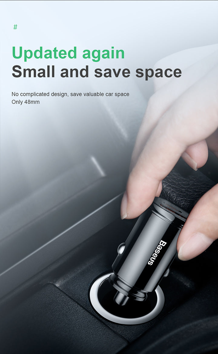 Chargeur de Voiture Double USB 3.1A Baseus Small Rice Grain (Noir)CCALL-ML01