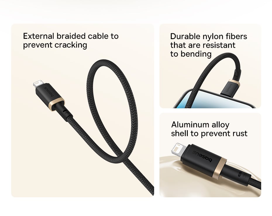 Câble de charge rapide USB vers Lightning Baseus Dura Series 2,4 A (480 Mbps) 1m