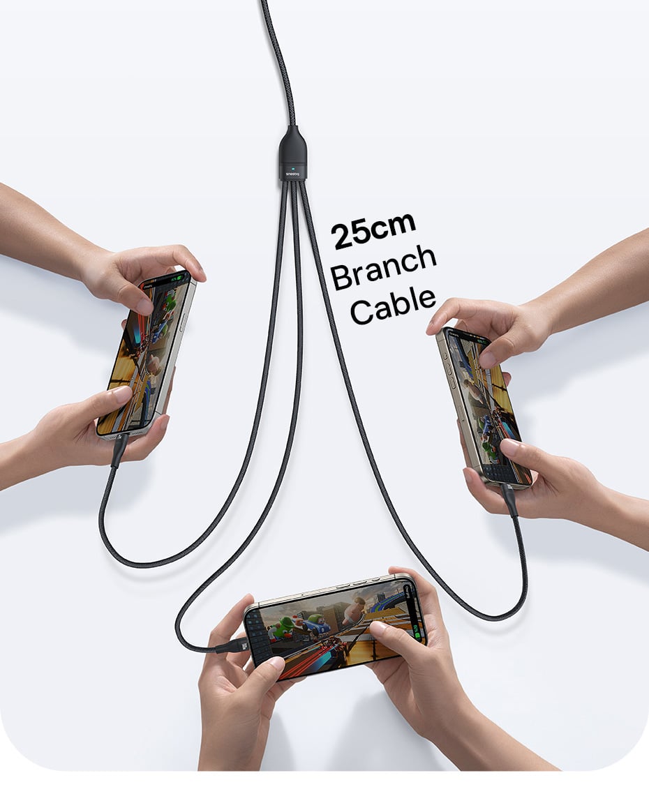 Câble de charge Baseus Flash Series Two For Three U+C vers M+L+C 100 W VERT