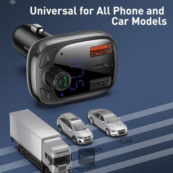 Émetteur FM Bluetooth Baseus T-Typed S-13 – Chargeur rapide PPS 36 W – Noir CCMT000101