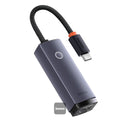 Adaptateur Ethernet Baseus Lite Series RJ45 (Type-C vers RJ45) - Hub 1000 Mbps - Gris