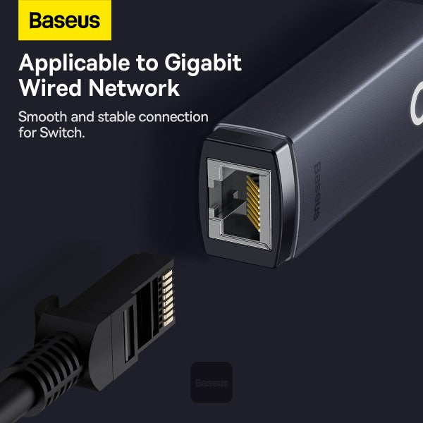 Adaptateur Ethernet Baseus Lite Series RJ45 (Type-C vers RJ45) - Hub 1000 Mbps - Gris
