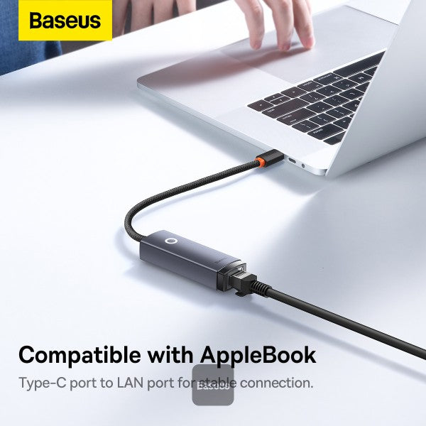 Adaptateur Ethernet Baseus Lite Series RJ45 (Type-C vers RJ45) - Hub 1000 Mbps - Gris