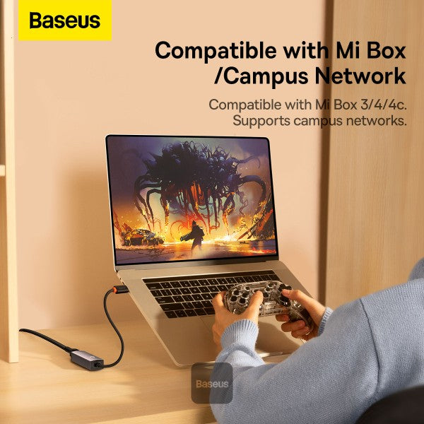 Adaptateur Ethernet Baseus Lite Series RJ45 (Type-C vers RJ45) - Hub 1000 Mbps - Gris