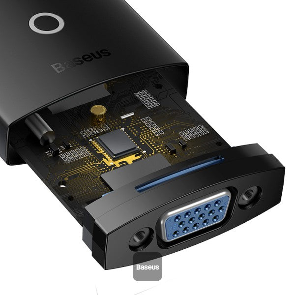 Adaptateur Baseus HDMI vers VGA 1080p compatible HD, convertisseur de câble numérique mâle/femelle pour Xbox, PS5, PS4, box TV, ordinateur portable et projecteur-WKQX010001