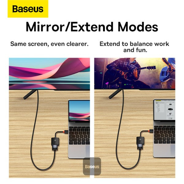 Adaptateur Baseus HDMI vers VGA 1080p compatible HD, convertisseur de câble numérique mâle/femelle pour Xbox, PS5, PS4, box TV, ordinateur portable et projecteur-WKQX010001