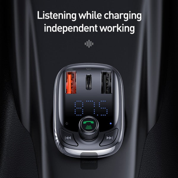 Émetteur FM Bluetooth Baseus T-Typed S-13 – Chargeur rapide PPS 36 W – Noir CCMT000101