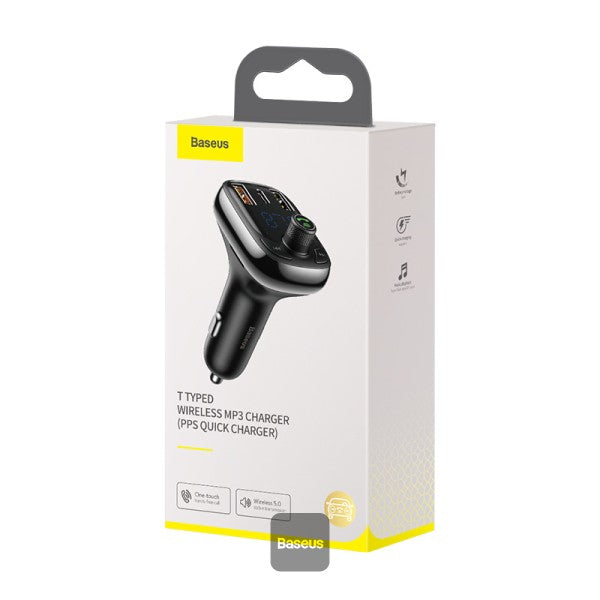Émetteur FM Bluetooth Baseus T-Typed S-13 – Chargeur rapide PPS 36 W – Noir CCMT000101