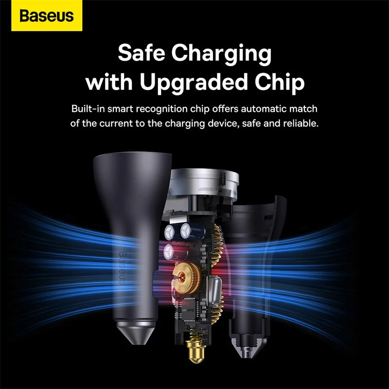 Chargeur de voiture Baseus Golden Contactor Pro Triple Rapide 65W U+C+C  CGJP010003