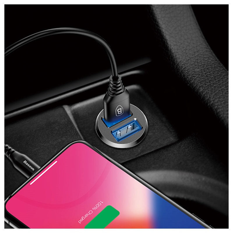 Chargeur de Voiture Double USB 3.1A Baseus Small Rice Grain (Noir)CCALL-ML01