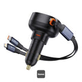 Chargeur de voiture Baseus avec port USB-C et câble rétractable USB-C et Lightning 60 W, gamme Enjoyment Pro - Noir C00057802111-02