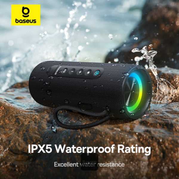 Enceinte Bluetooth Baseus AeQur Series VO20 avec éclairage RGB d'ambiance | Bluetooth 5.3, 15 h d'autonomie, son stéréo puissant de 15 W, basses profondes - Noir A20067900117-00