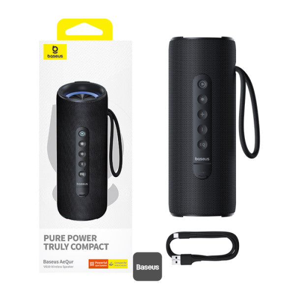 Enceinte Bluetooth Baseus AeQur Series VO20 avec éclairage RGB d'ambiance | Bluetooth 5.3, 15 h d'autonomie, son stéréo puissant de 15 W, basses profondes - Noir A20067900117-00
