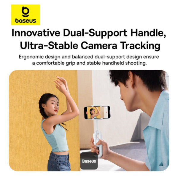 Perche à selfie Baseus TechShot à double support magnétique et à pince avec télécommande Bluetooth - Blanc  B10578300211-00