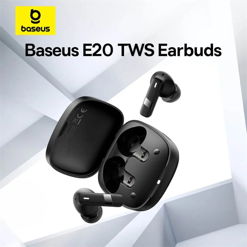 Baseus Écouteurs sans fil E20 avec 2 micros ENC, 33 heures de lecture – Noir-A00069700113-00