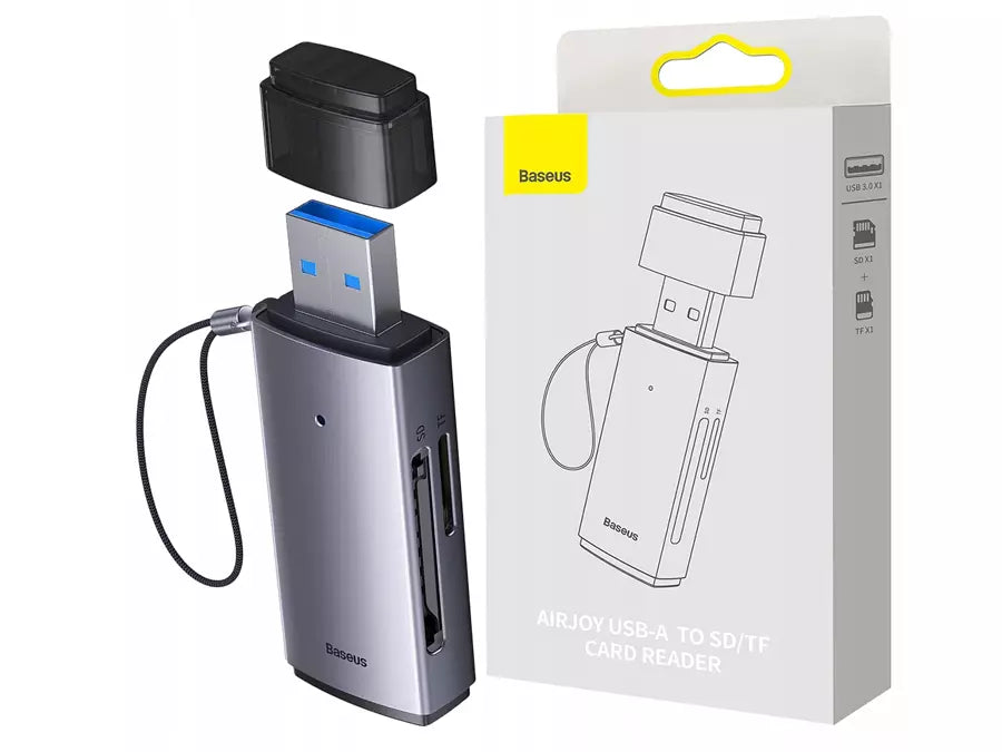 Baseus Adaptateur Lecteur de carte SD / TF USB gris-WKQX060013