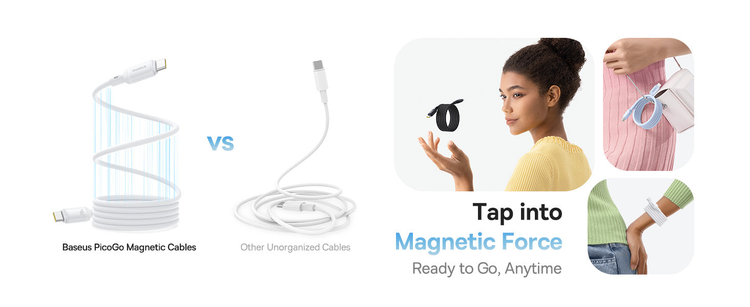 Câble magnétique Baseus PicoGo 240 W PD 5 A USB-C vers USB-C, 1 m, silicone liquide, transfert de données 480 Mbit/s, compatible MacBook, iPad, iPhone 16 Pro Max, Google Pixel 9 Pro – Rose