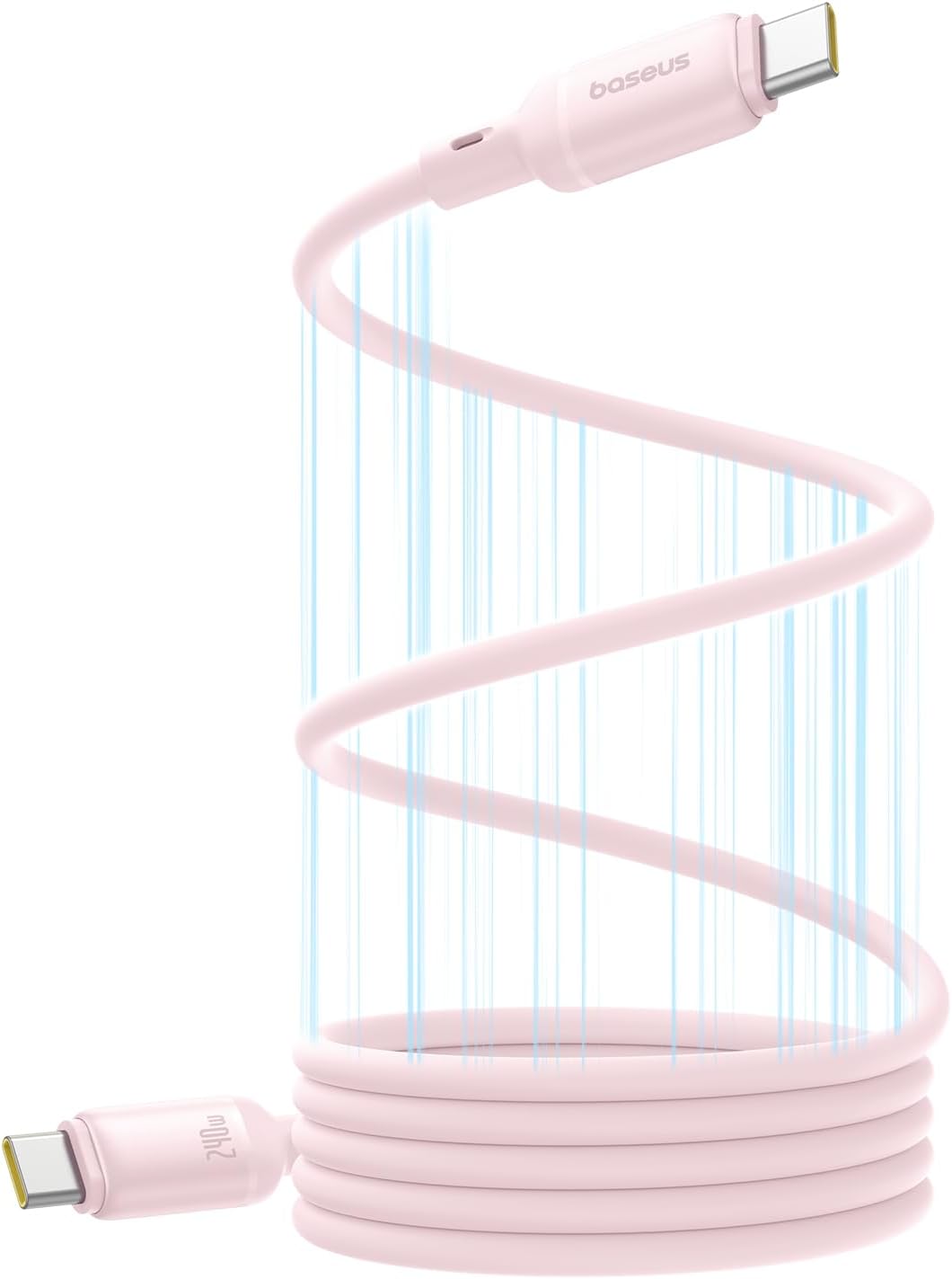 Câble magnétique Baseus PicoGo 240 W PD 5 A USB-C vers USB-C, 1 m, silicone liquide, transfert de données 480 Mbit/s, compatible MacBook, iPad, iPhone 16 Pro Max, Google Pixel 9 Pro – Rose