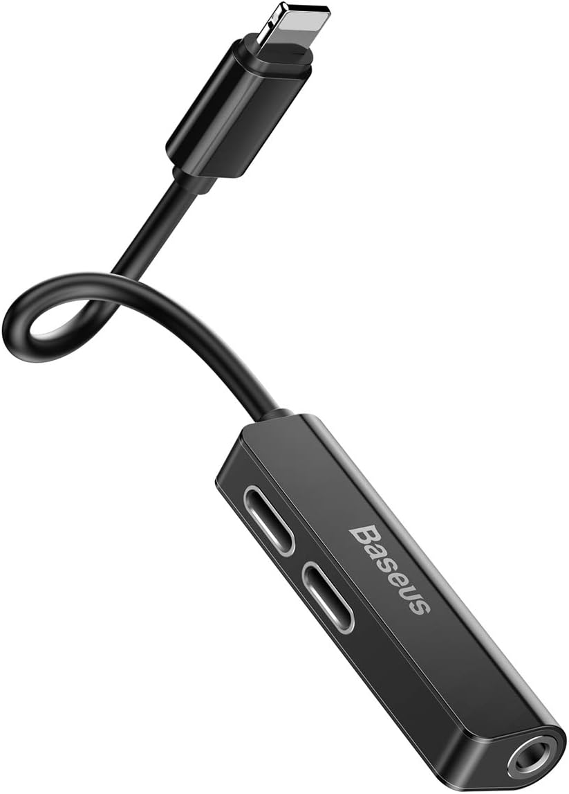 Baseus Audio L52 Lightning Adapter to Mini Jack 3,5 mm et 2 x Lightning (Noir) CALL52-01