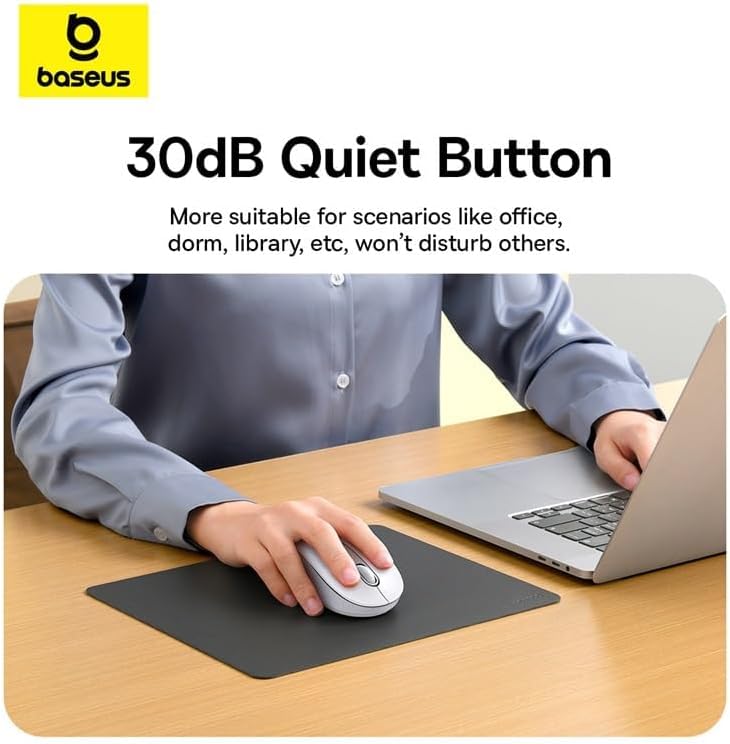 Baseus Souris ergonomique F02, 4000 DPI, 5 DPI réglable, souris sans fil Bluetooth 2,4 GHz, souris d'ordinateur USB pour ordinateur portable, PC, Chromebook, Notebook