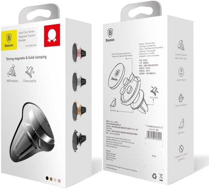 Baseus Small Ears SUER-A01 Support magnétique pour téléphone Portable (pour Ventilation de Voiture) Noir