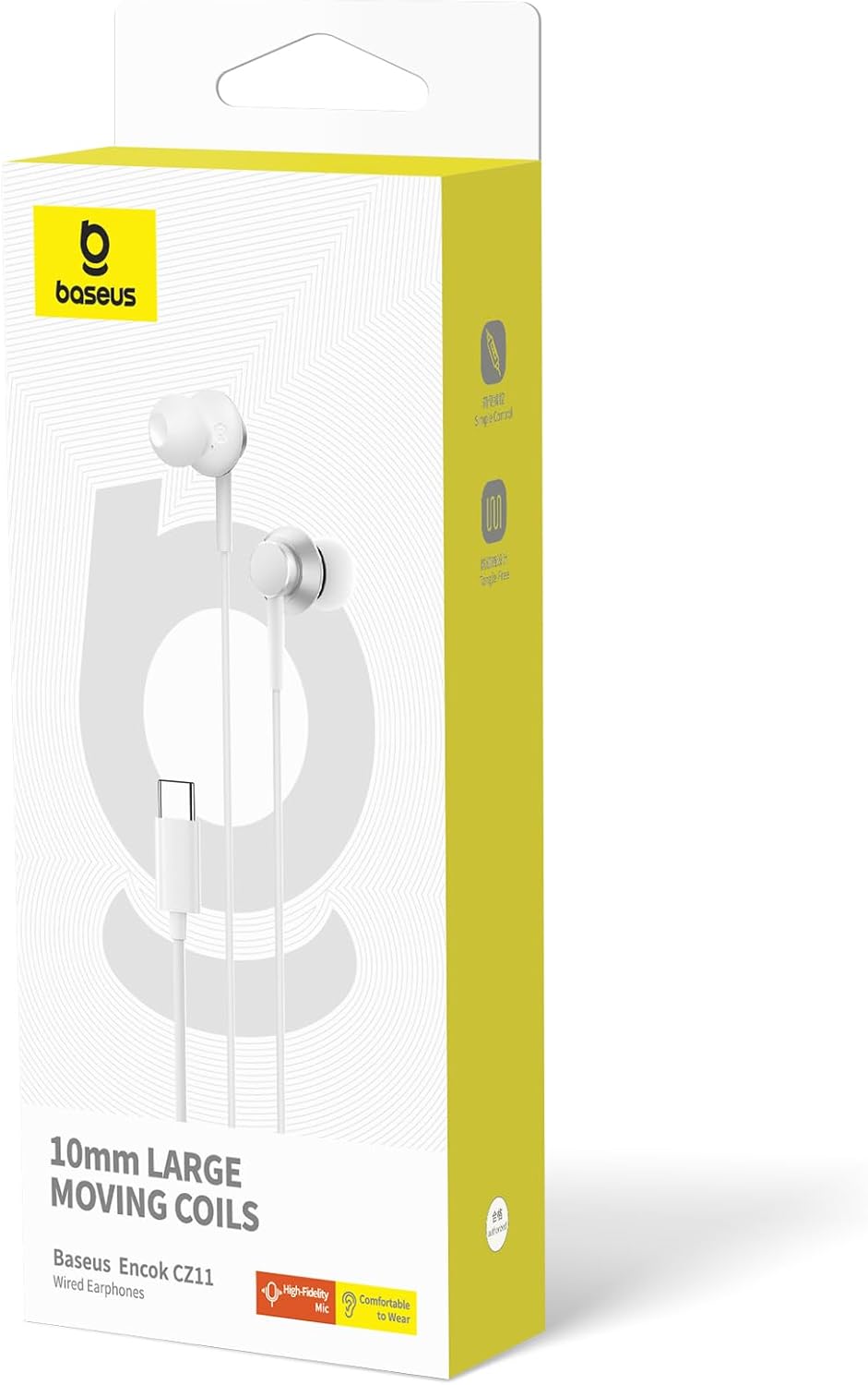 Écouteurs intra-auriculaires filaires Baseus Encok CZ11 Type-C avec micro - BLANC - A00164300213-Z1