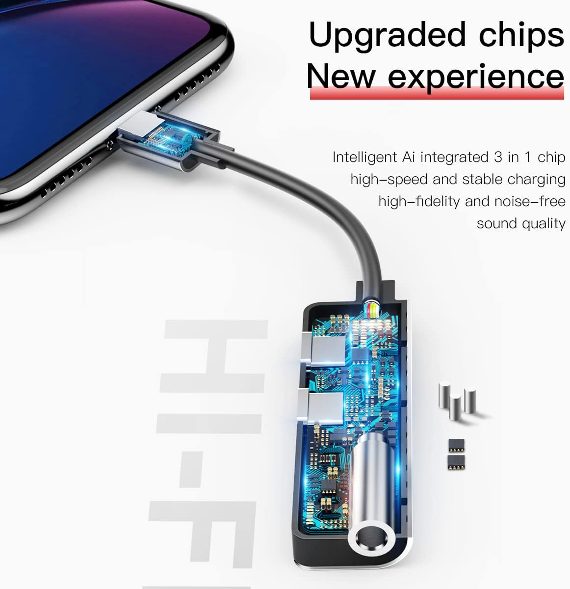 Baseus Audio L52 Lightning Adapter to Mini Jack 3,5 mm et 2 x Lightning (Noir) CALL52-01