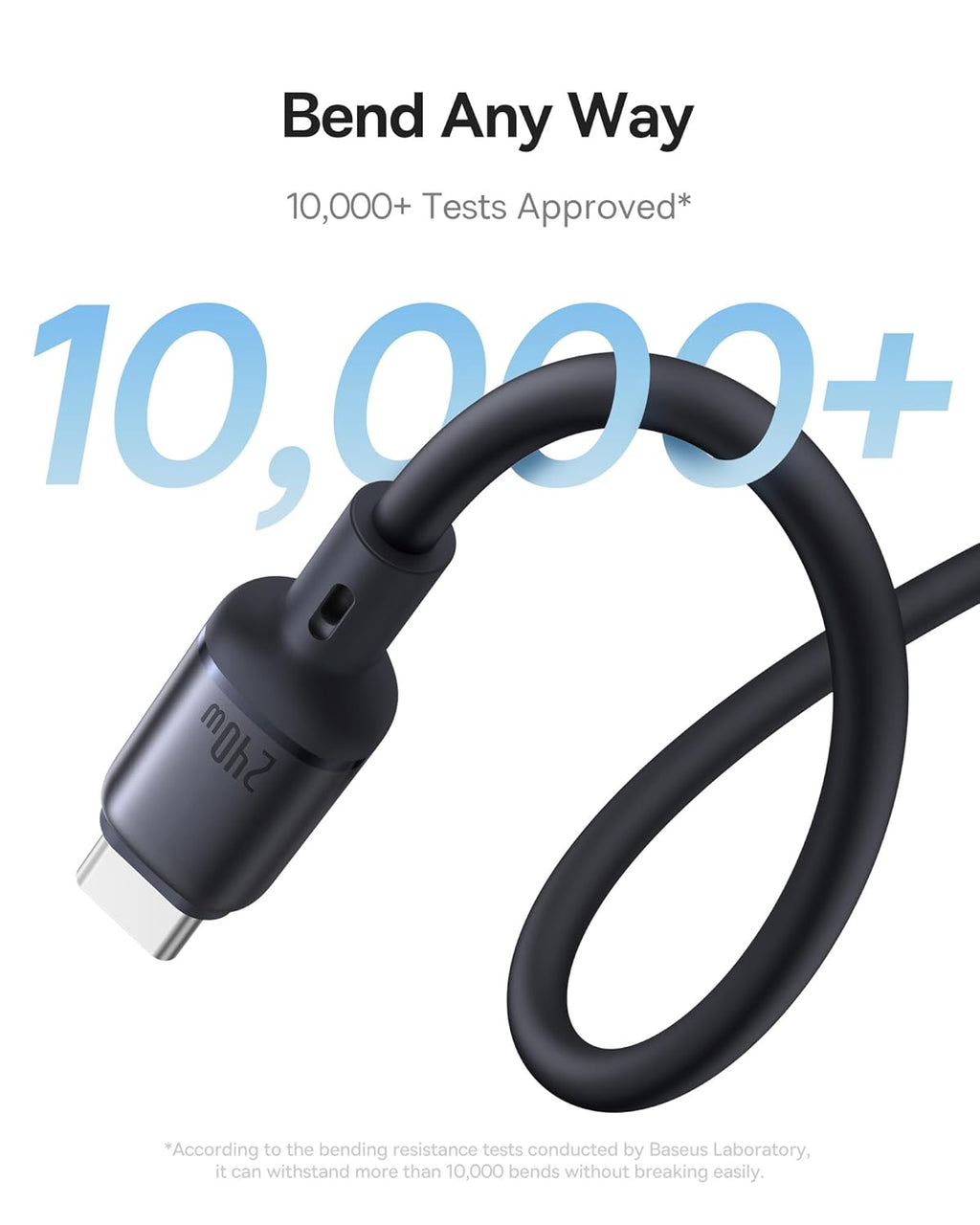 Câble magnétique USB-C Baseus PicoGo, 240 W, enroulé, compatible avec la charge rapide PD 5 A et QC 4.0, en silicone liquide, pour iPhone 16/15 Pro, Samsung Galaxy Pixel, iPad Pro et MacBook Air Noir