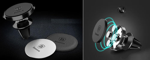 Baseus Small Ears SUER-A01 Support magnétique pour téléphone Portable (pour Ventilation de Voiture) Noir