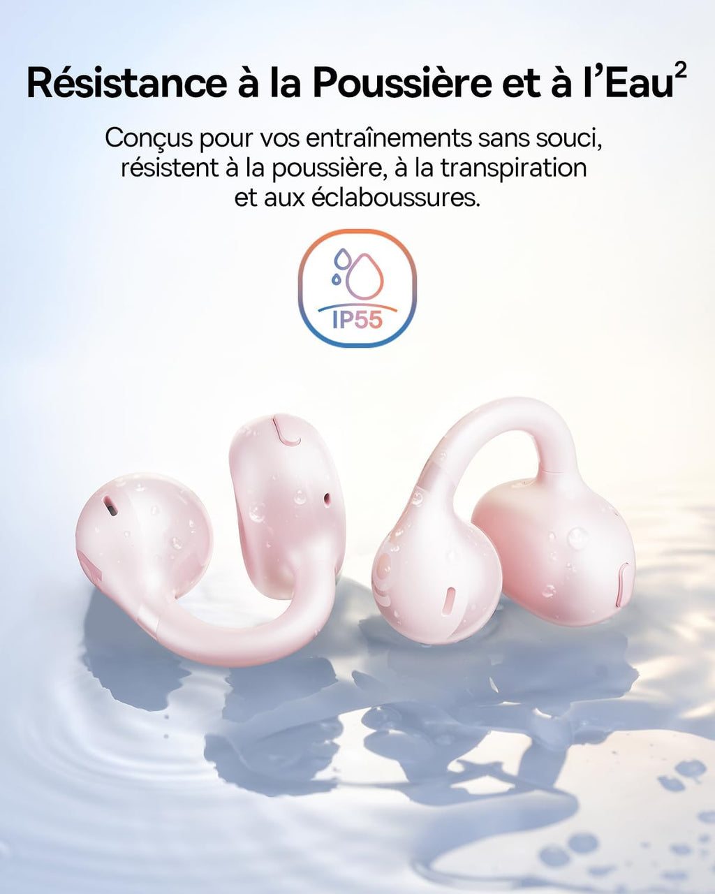 Baseus BC1 Écouteurs à Oreille Ouverte, Clip Oreilles, Son Impressionnant, Basses adaptatives, Bluetooth 6.0, réduction de Bruit en Appel, IP55, 38h