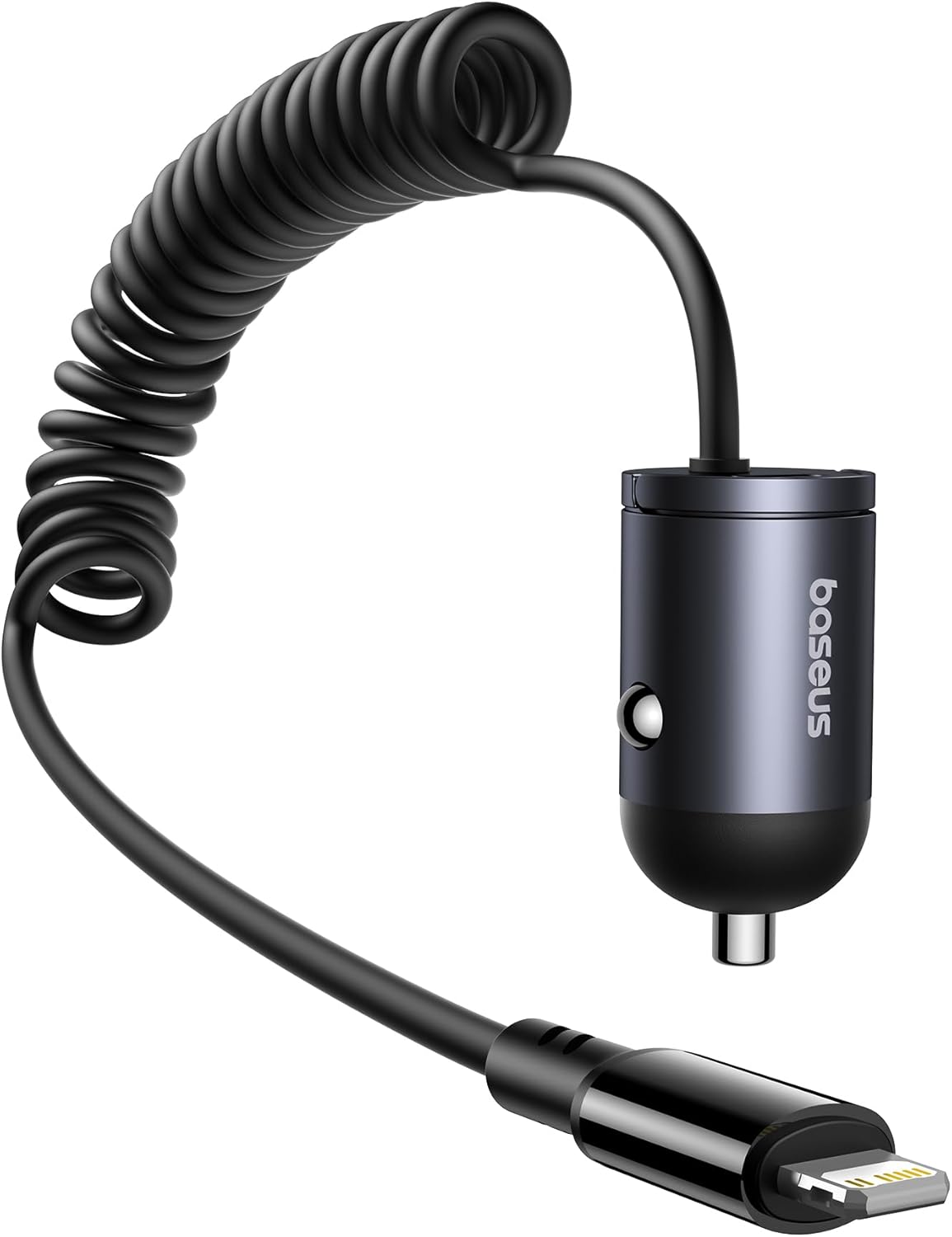 Chargeur de voiture baseus Tiny 1 port - Type C + câble spiralé 30 W iphone USB-C, charge ultra-rapide PD et QC 3.0 pour iPhone 14, 13, 12, 11, iPad, MacBook Air