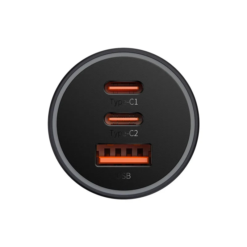 Chargeur de voiture Baseus Golden Contactor Pro Triple Rapide 65W U+C+C  CGJP010003
