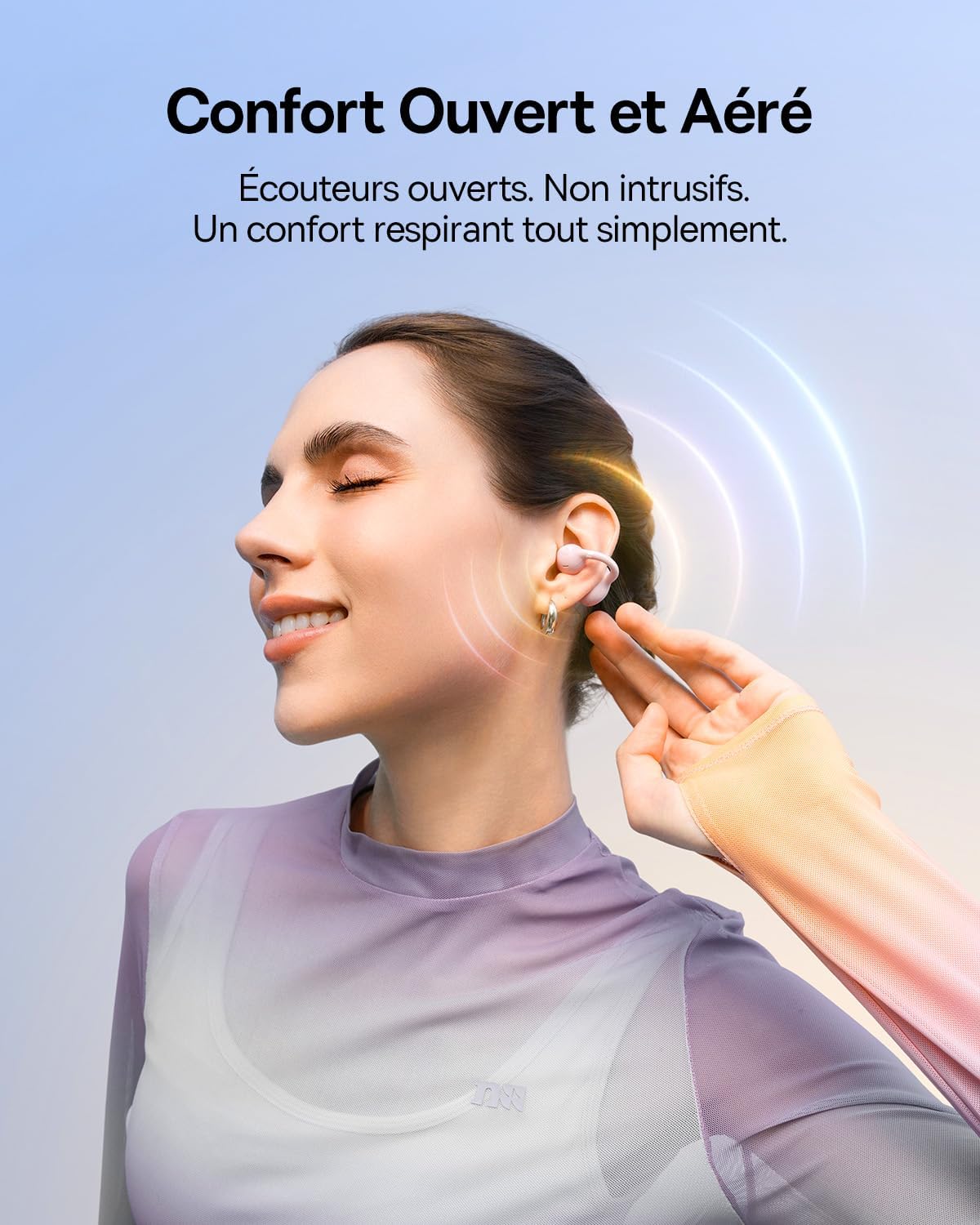 Baseus BC1 Écouteurs à Oreille Ouverte, Clip Oreilles, Son Impressionnant, Basses adaptatives, Bluetooth 6.0, réduction de Bruit en Appel, IP55, 38h