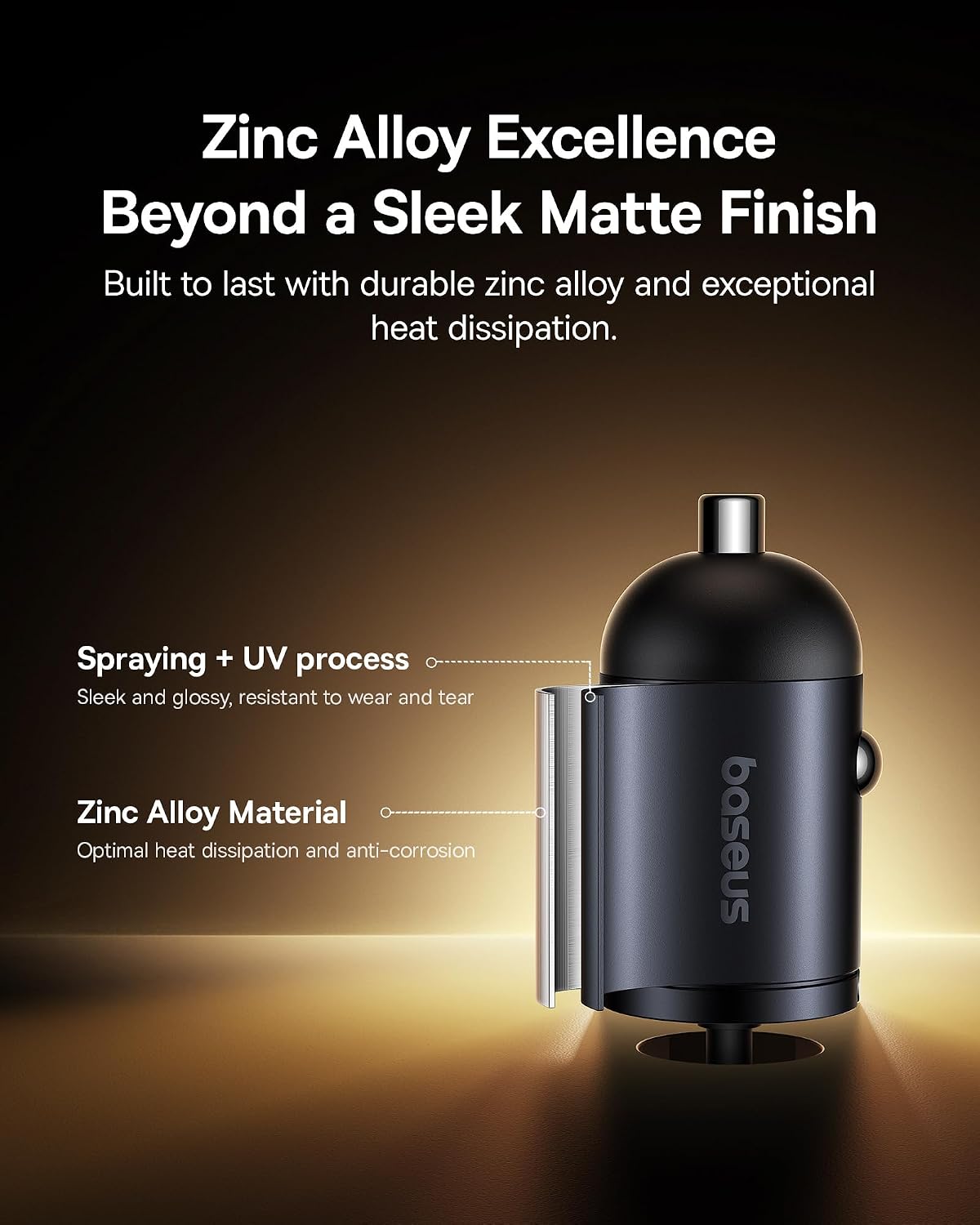 Chargeur de voiture baseus Tiny 1 port - Type C + câble spiralé 30 W iphone USB-C, charge ultra-rapide PD et QC 3.0 pour iPhone 14, 13, 12, 11, iPad, MacBook Air
