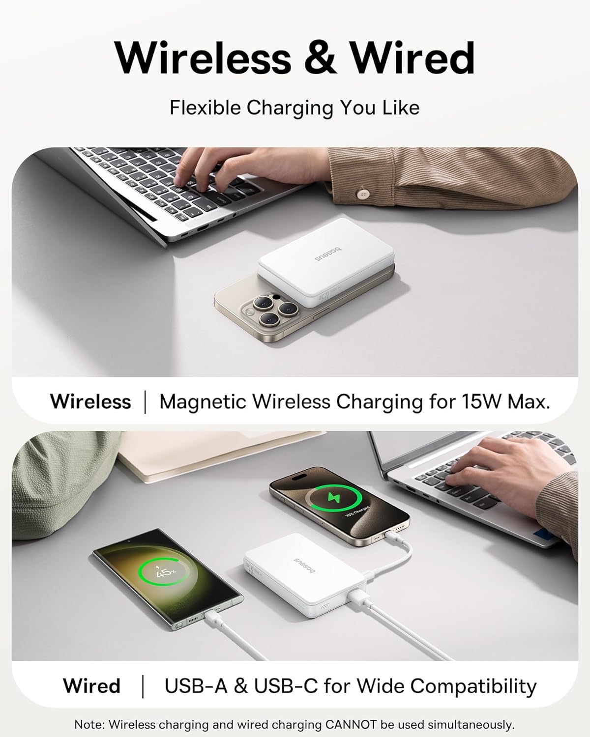 Batterie externe Baseus Airpow II 10 000 mAh avec Qi2 et MagSafe 22,5 W BLANC
