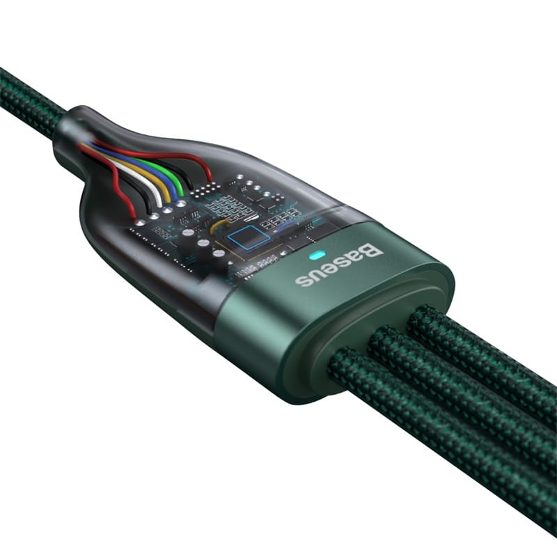 Câble de charge Baseus Flash Series Two For Three U+C vers M+L+C 100 W VERT