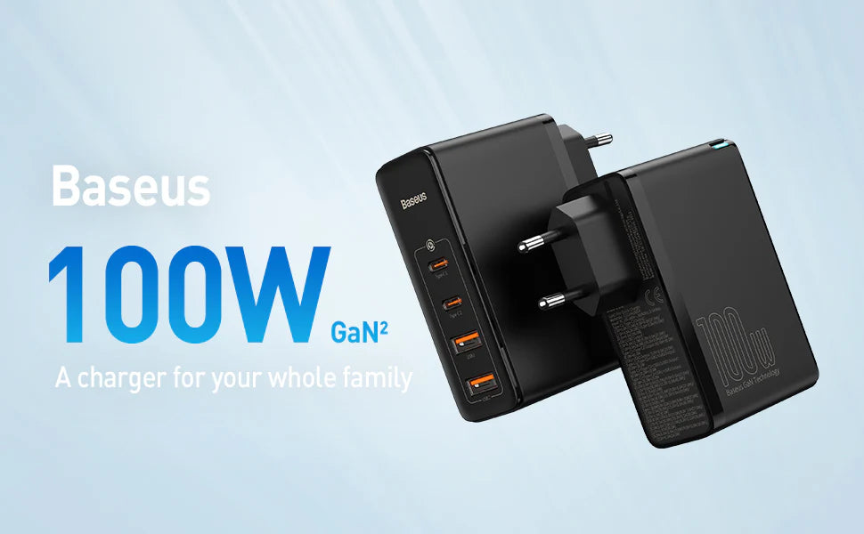 Chargeur rapide Baseus GaN2 Pro 100W – 4 ports USB-C + USB-A CCGAN2P-L01