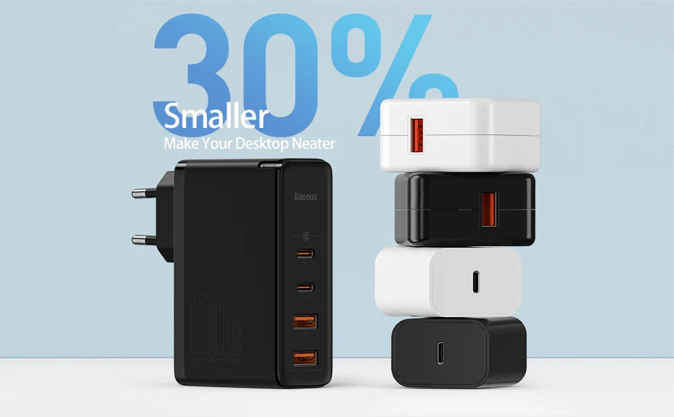 Chargeur rapide Baseus GaN2 Pro 100W – 4 ports USB-C + USB-A CCGAN2P-L01