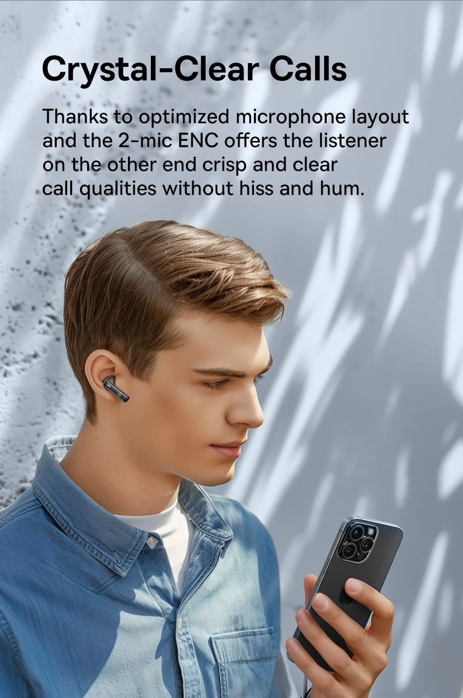 Baseus Écouteurs sans fil E20 avec 2 micros ENC, 33 heures de lecture – Noir-A00069700113-00
