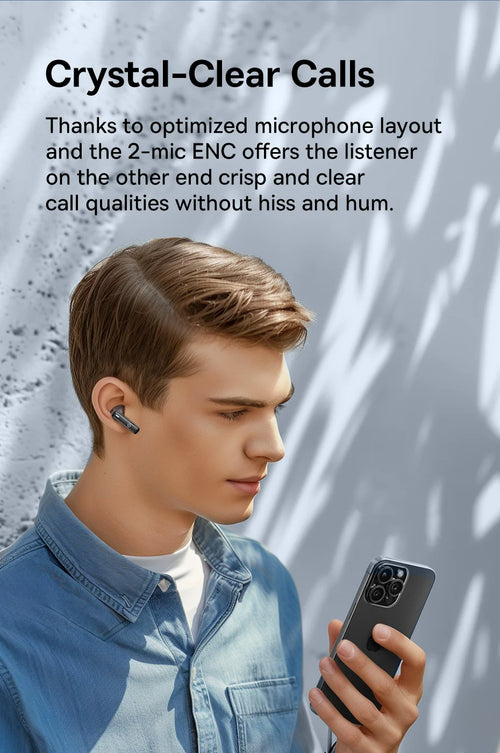 Baseus Écouteurs sans fil E20 avec 2 micros ENC, 33 heures de lecture – Noir-A00069700113-00