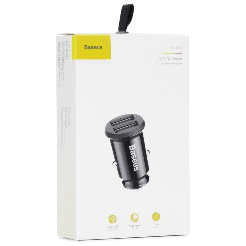 Chargeur de Voiture Double USB 3.1A Baseus Small Rice Grain (Noir)CCALL-ML01