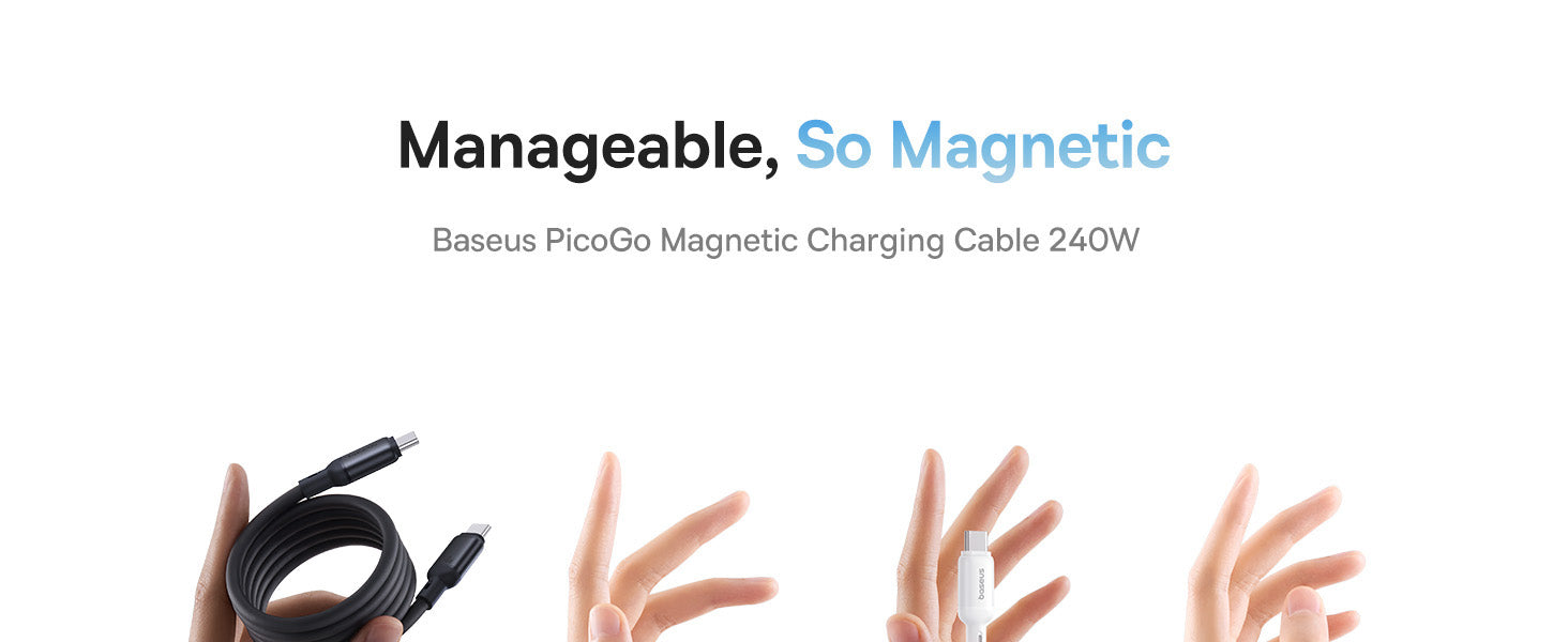 Câble magnétique Baseus PicoGo 240 W PD 5 A USB-C vers USB-C, 1 m, silicone liquide, transfert de données 480 Mbit/s, compatible MacBook, iPad, iPhone 16 Pro Max, Google Pixel 9 Pro – Rose