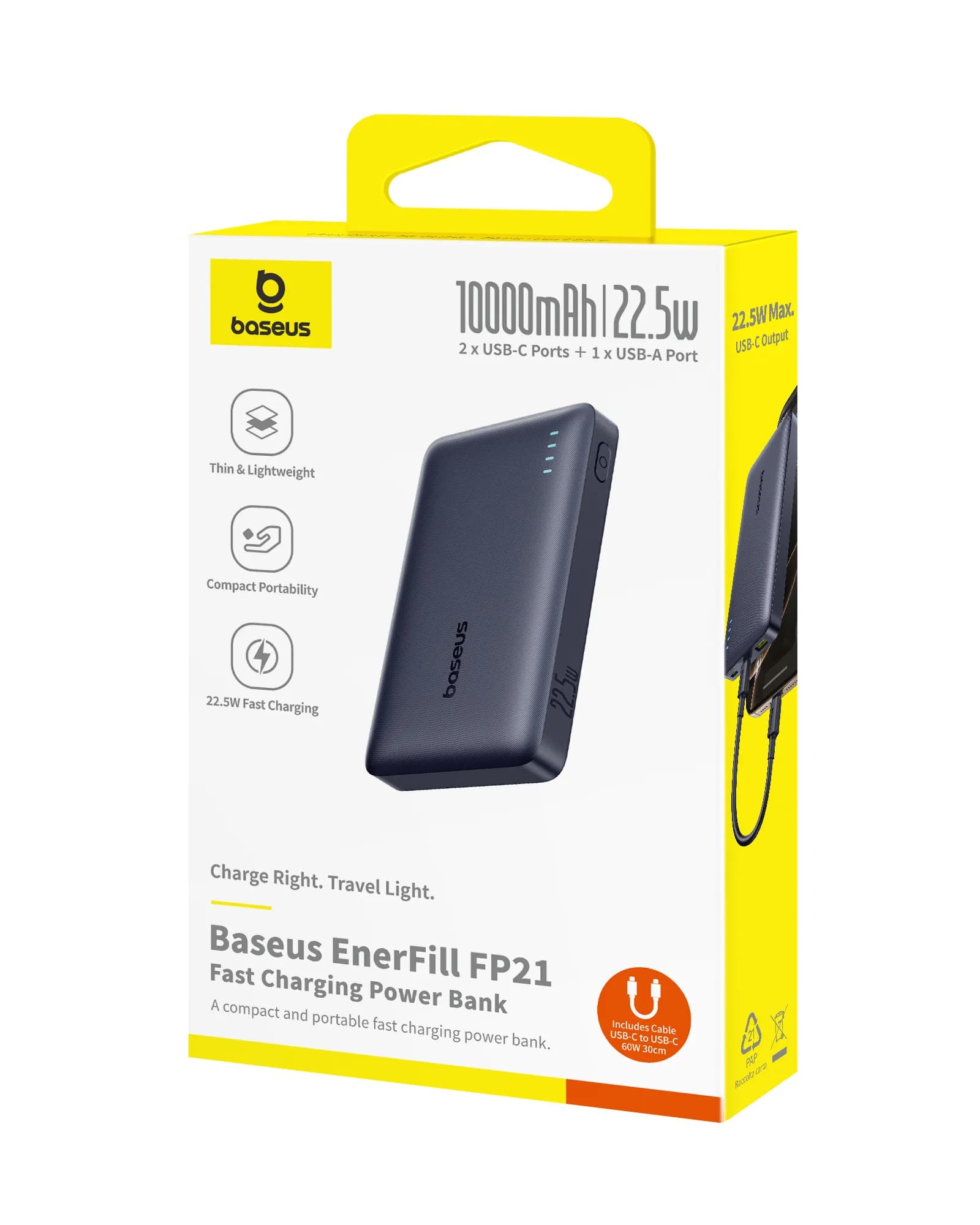 Batterie externe Baseus Enerfill FP21 à charge rapide 10 000 mAh 22,5 W